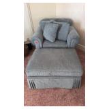 Blue Armchair With Ottoman Armchair- 40x35x31