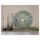2 glass vases and 2 Murano art glass bowls