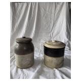 2-Stoneware Crocks with Lids