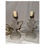 Pair of Vintage Art Deco Frosted Glass Boudoir
