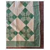 Green and White Quilt - 74x87