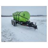 1000 Gallon Poly Tank On Tandem Trailer
