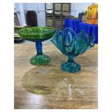 Green and blue glassware