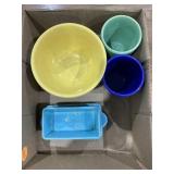 Blue, turquoise, green and yellow Fiestaware