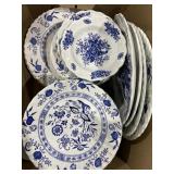 Set of blue and white dishes