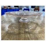 Pink glass cake plate, candy dishes