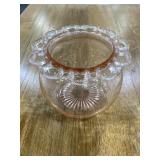 Pink glassware vase, cups (4)