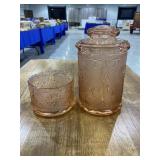 Pink glass candy jar, covered dish, etc
