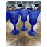 Flat of blue glassware