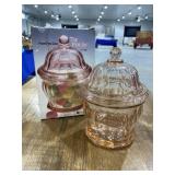 Pink glass candy dishes