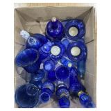 Flat of blue glassware