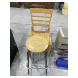 Wooden Straight Chair & Stool