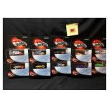 10 Hot Wheels collectibles with display cases: