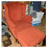 Cloth Covered Straight Chair w/ Ottoman