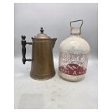Copper Majestic Coffee Pot & Glass 1 Gallon Milk