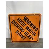 Warning High Water Metal Sign 24"X24"