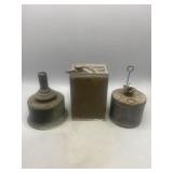 Vintage Spirit lamp Burner, Gun Oil Can and