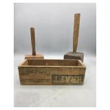 Vintage Wooden Mallets & Kraft Cheese Box