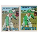 1967 Topps Jim Hunter Lot of 2 Cards (EXMT to NM)
