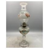 Antique Glass Oil Lamp with Hand-Painted Floral
