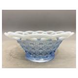 Vintage Imperial Glass Katy Blue Opalescent Bowl