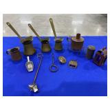 Vintage Copper Turkish Coffee Pots, Belt Buckles,
