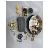 Tin of Sewing Notions, Buttons and Buckles