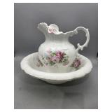 Vintage Floral Pattern Pitcher & Bowl Set