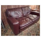 Brown Leather Love Seat