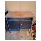 Wooden Topped Storage Cabinet/ Workbench