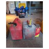 Gas Cans- Two Plastic and One 1 Gallon Metal Can