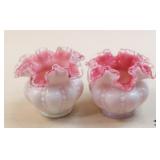 Fenton Peach Crest Rose Bowl / 2 pc