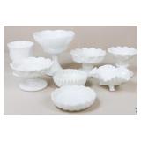 Milk Glass Serving Pieces/ 8 pc