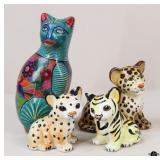 Ceramic Cat Figurines & Terracotta Bank