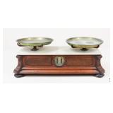 Antique Wood & Stone Apothecary Balance Scale