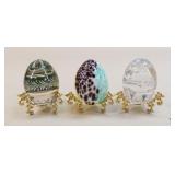 Bohemia/Bohdana Crystal Eggs w/Stand/3 pc