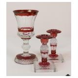 Westmoreland Ruby Red Candlesticks+/ 3 pc
