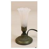 Brass Lamp w/Glass Fluted Shade