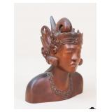 Carved Wood Balinese Bust