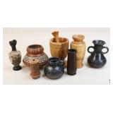 Pottery & Carved Wood Vases+ / 7 pc