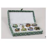 Boxed Set of 8 Cloisonne Trinket Boxes