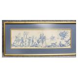 Vintage Blue & White Toile de Jouy Silk