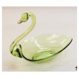 Green Art Glass Swan