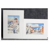 "Greece" Original Watercolor Signed 2/PC