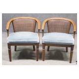 Pair of Cane Back Barrel Chairs