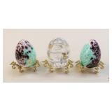 Bohemia/Bohdana Crystal Eggs w/Stand/3 pc