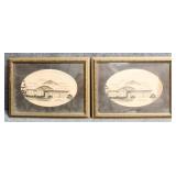 Vintage Framed Blue Print 2/PC