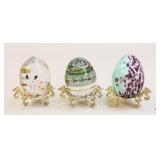 Bohemia/Bohdana Crystal Eggs w/Stand/3 pc