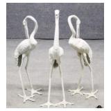 Plaster on Metal Crane Yard Decor / 3 pc