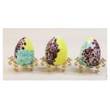 Bohemia/Bohdana Crystal Eggs w/Stand/3 pc